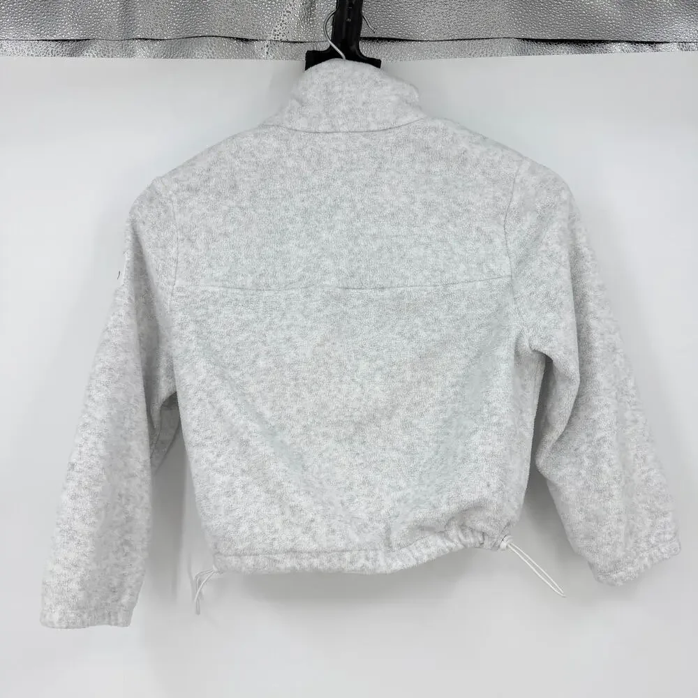 alo | Polar Fleece Retreat Cropped Jacket in White Heather Grey XS